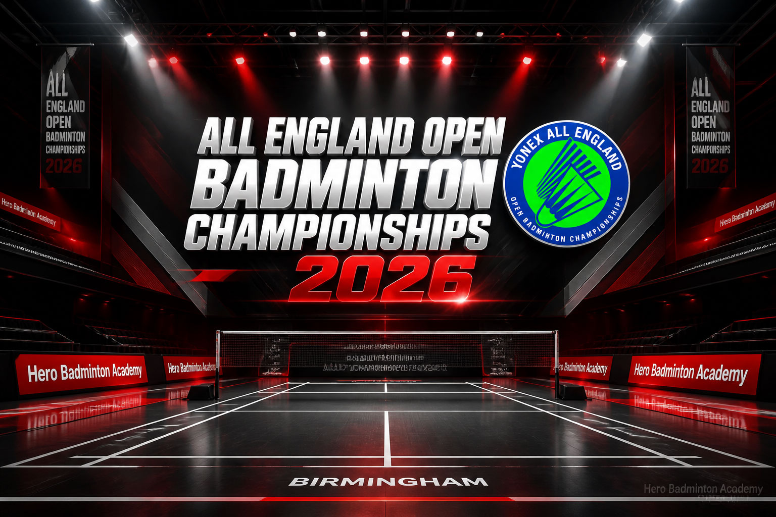 پوستر مسابقات YONEX All England Open 2026 در استادیوم یوتیلیتا آرنا بیرمنگام انگلستان