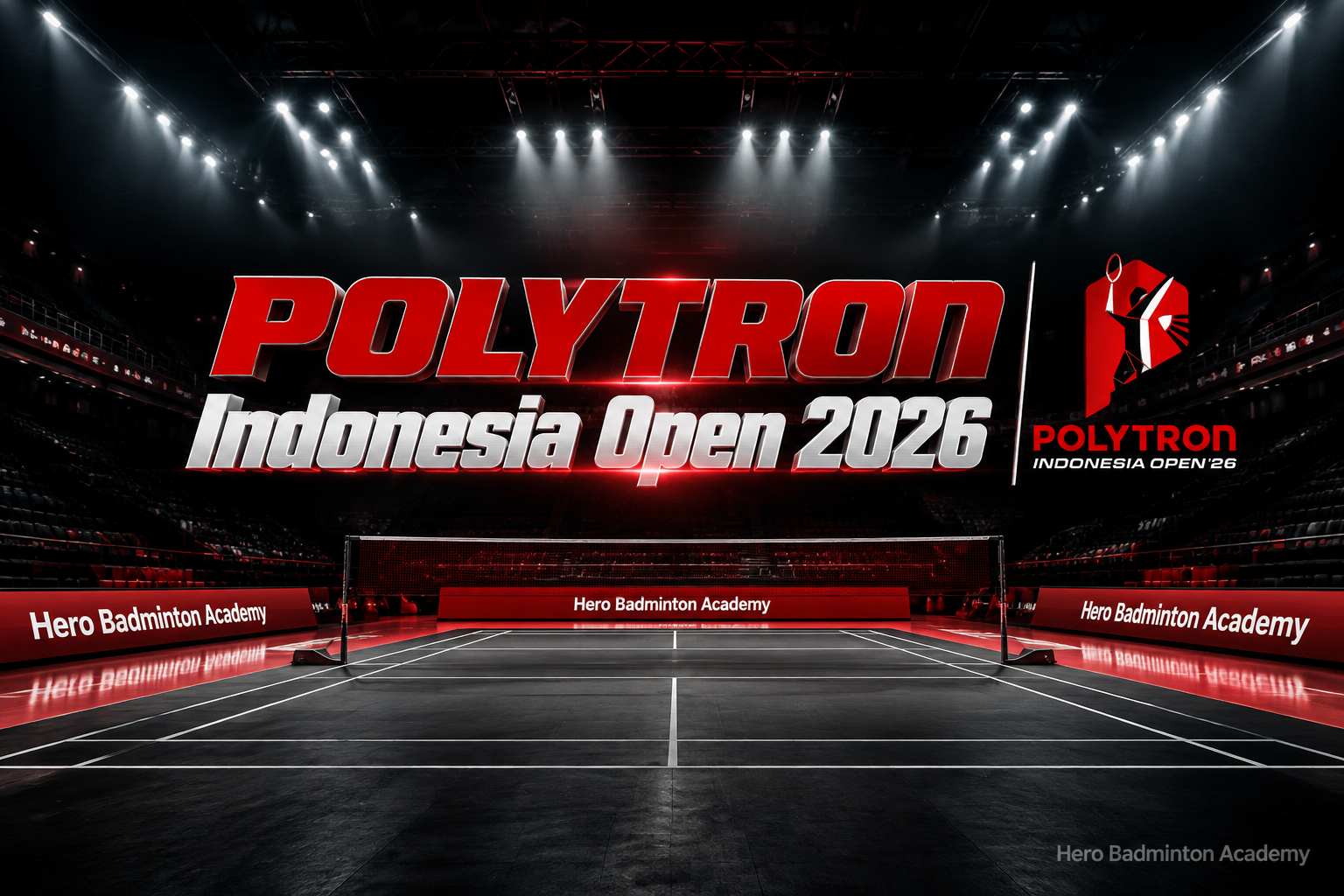 پوستر مسابقات بدمینتون POLYTRON Indonesia Open 2026 در سالن Istora Senayan جاکارتا
