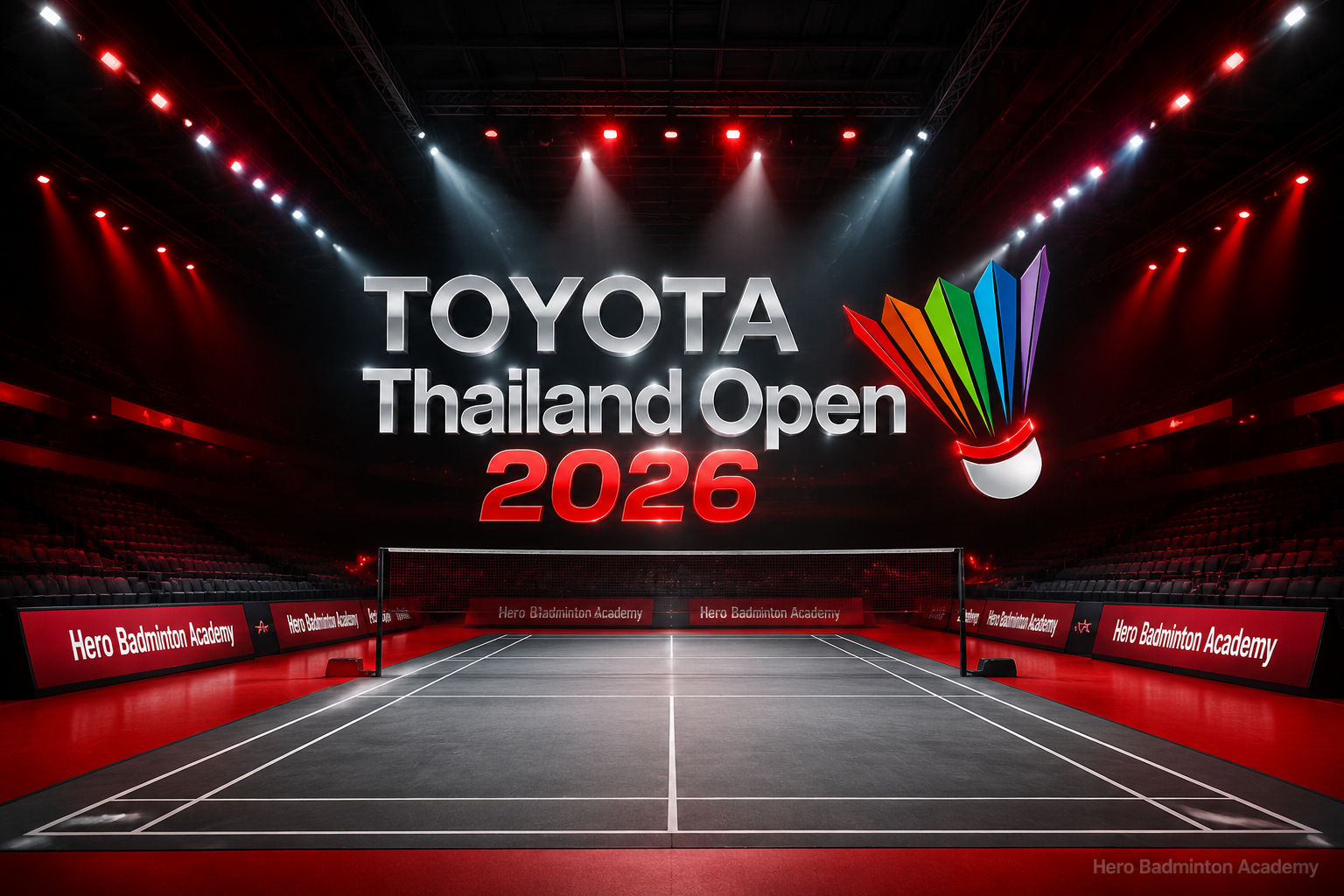 پوستر مسابقات بدمینتون TOYOTA Thailand Open 2026 presented by VICTOR در سالن Nimibutr Stadium بانکوک تایلند