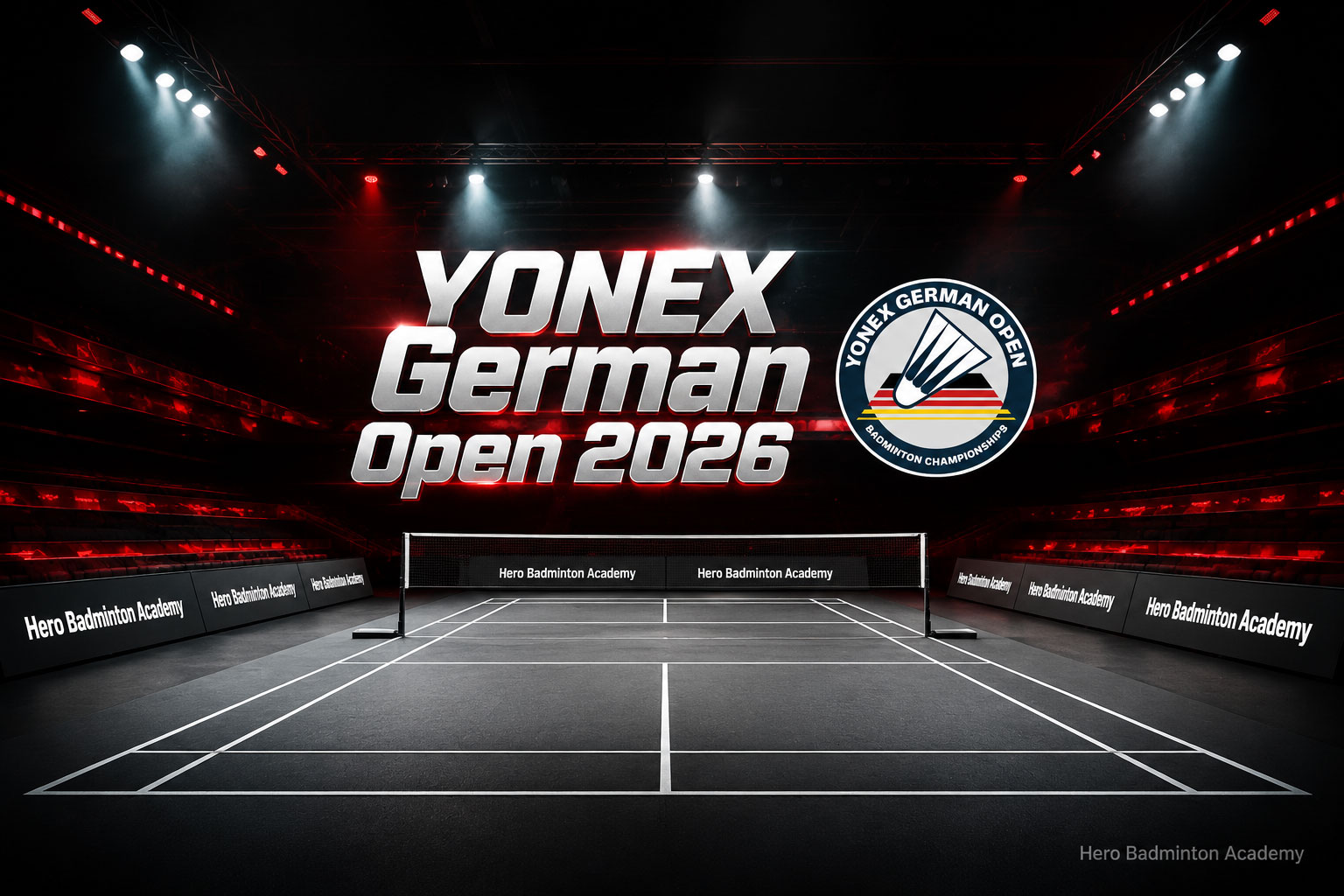 پوستر مسابقات بدمینتون YONEX German Open 2026 در سالن وستنرگی مولهایم آلمان